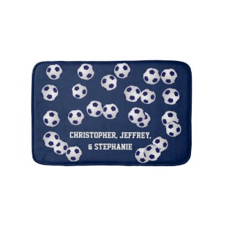 Soccer Balls Blue, Name, Bathroom Decor