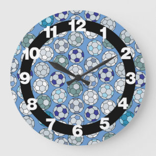 Soccer Balls Blue Wall Clock