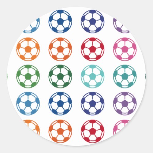 Soccer Balls Colorful Fun Array T_Shirt Classic Round Sticker