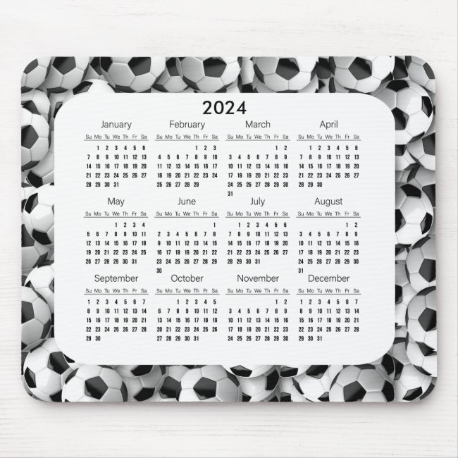Soccer Balls Design 2024 Calendar Mousepad