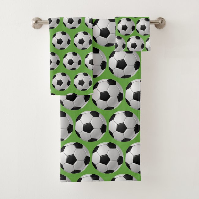 Soccer Balls Design Bath Towel Set