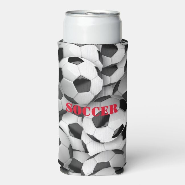 Soccer Balls Design Seltzer Can Cooler