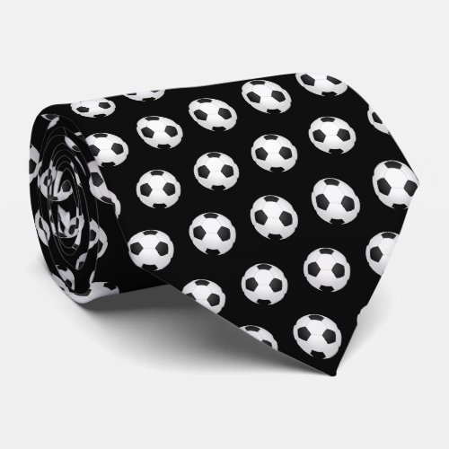Soccer Balls Football Futbol Black and White Neck Tie