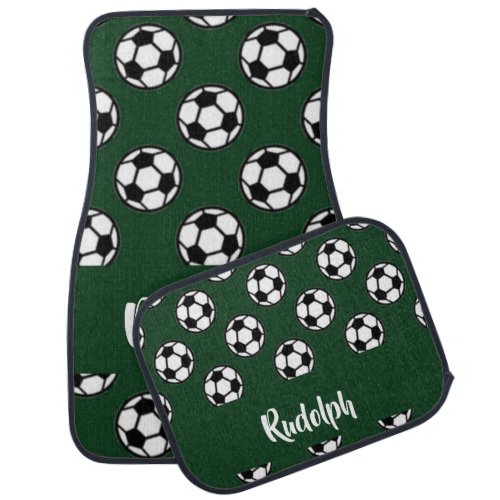 Soccer balls green pattern car floor mat