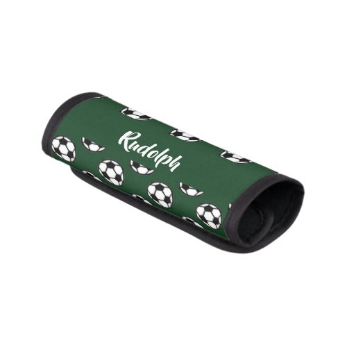Soccer balls green pattern luggage handle wrap