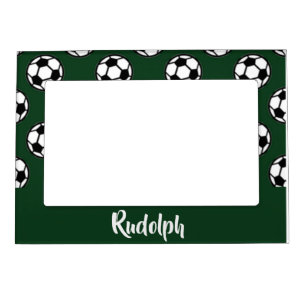 Soccer balls green pattern magnetic frame