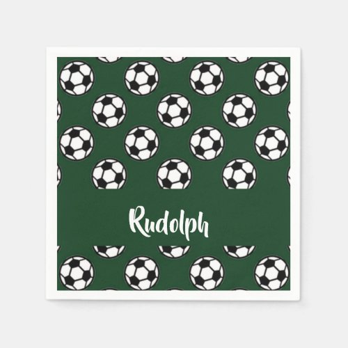 Soccer balls green pattern napkins