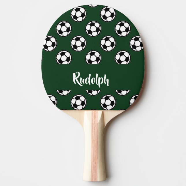 Soccer balls green pattern ping pong paddle (Front)