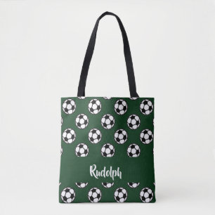 Soccer balls green pattern tote bag