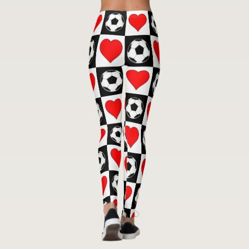 Soccer Balls  Hearts Checkered Compression Pants