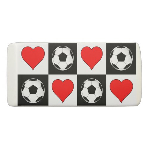 Soccer Balls  Hearts Soccer Player Sports Eraser