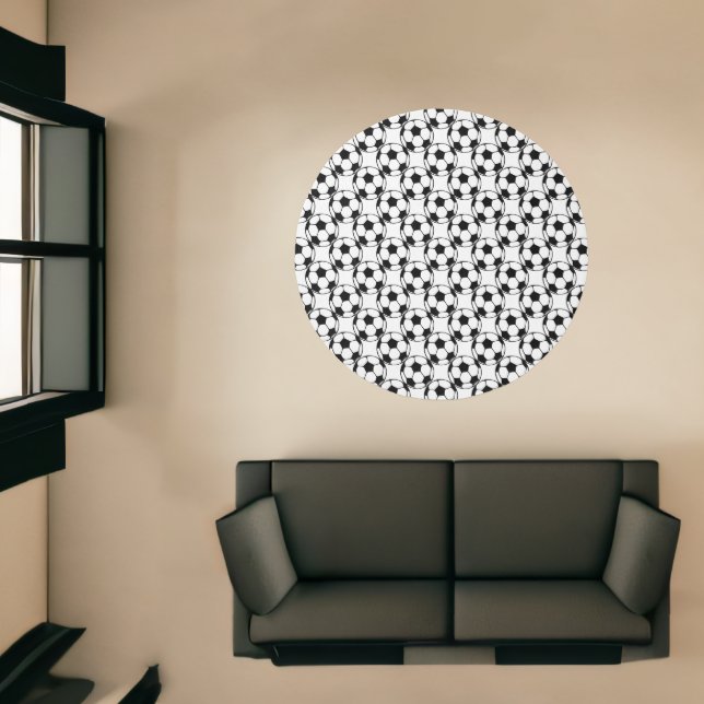 soccer balls in black&white -round  rug (Insitu (Indoor 1))