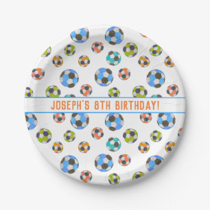 Soccer Balls Kids Birthday Paper Plates