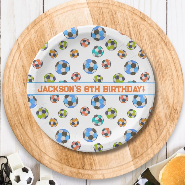Soccer Balls Kids Birthday  Paper Plates (Creator Uploaded)