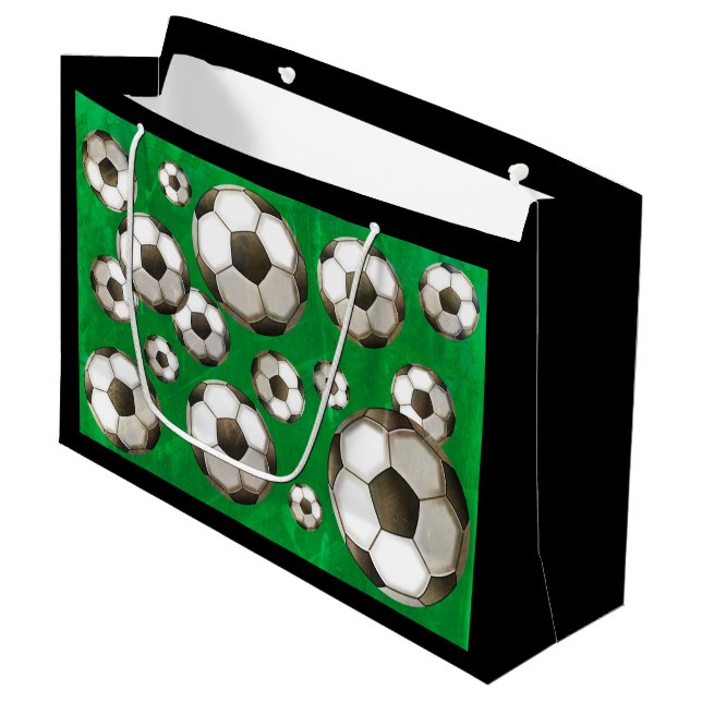 Soccer Balls Large Gift Bag (Front Angled)