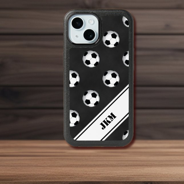 Soccer Balls Monogram iPhone 15 Case (Creator Uploaded)