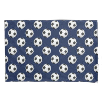 Soccer Balls Navy Blue Pillow Case