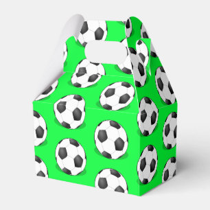Soccer Balls On A Green Background Favor Boxes