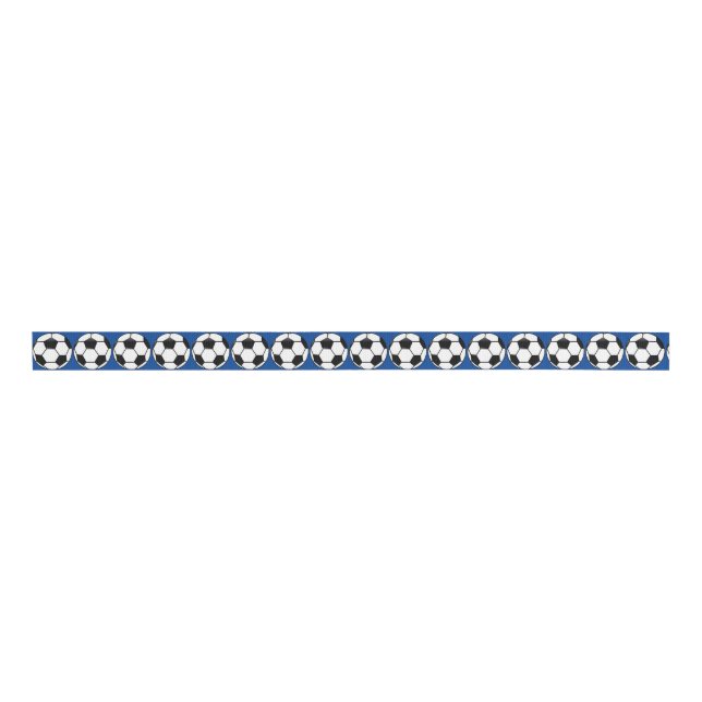 Soccer Balls on Blue Grossgrain Ribbon (Front)
