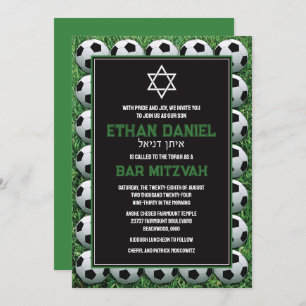 Soccer Balls on Grass Bar Mitzvah Invitation