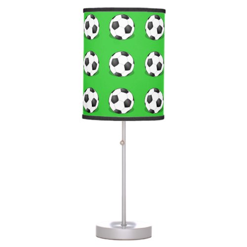 Soccer Balls On Green Background Table Lamp