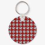 Soccer Balls On Red Keychain