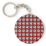 Soccer Balls On Red Keychain