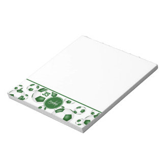 soccer balls pattern accent her name jersey number notepad