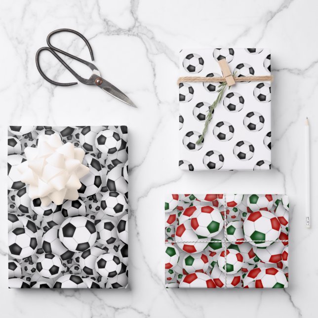 soccer balls pattern Christmas or any occasion Wrapping Paper Sheets (Front)
