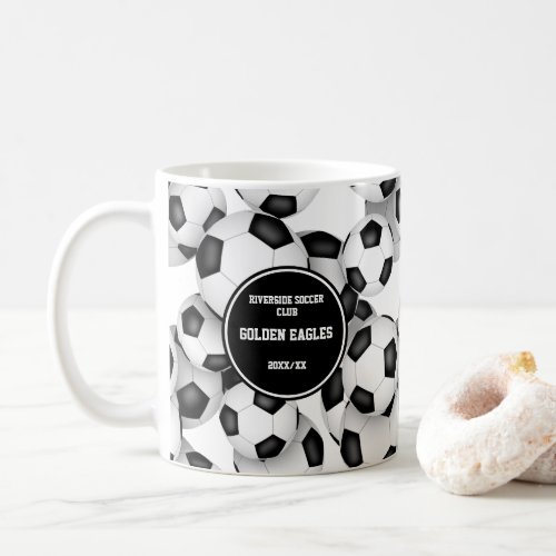 soccer balls pattern coach gift w custom name coffee mug