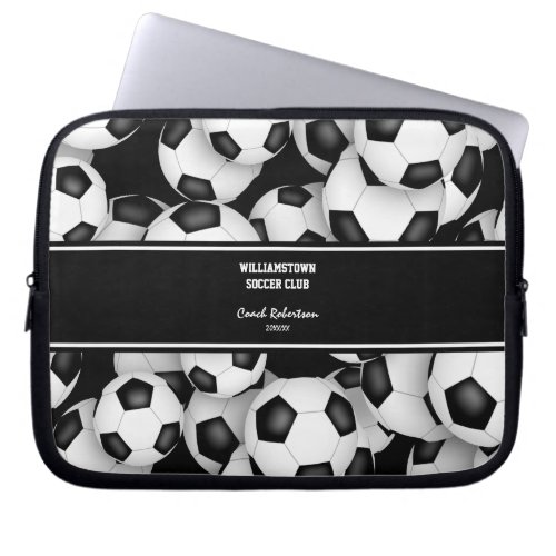 soccer balls pattern coach gift w custom name laptop sleeve