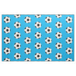 Soccer Balls Pattern on Bright Blue Fabric