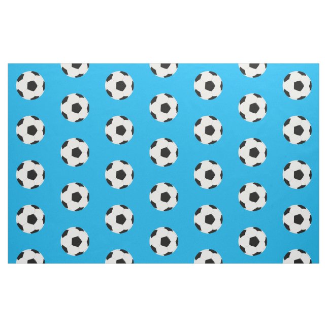 Soccer Balls Pattern on Bright Blue Fabric (Fat Quarter)