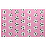Soccer Balls Pattern on Girly Pink Fabric