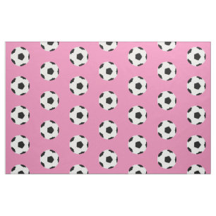 Soccer Balls Pattern on Girly Pink Fabric