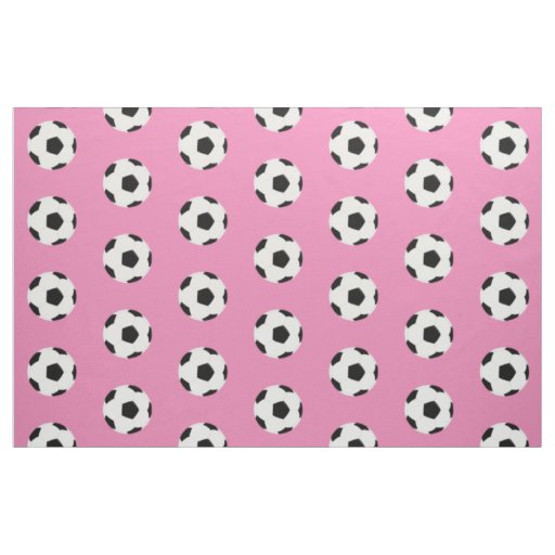 Soccer Balls Pattern on Girly Pink Fabric