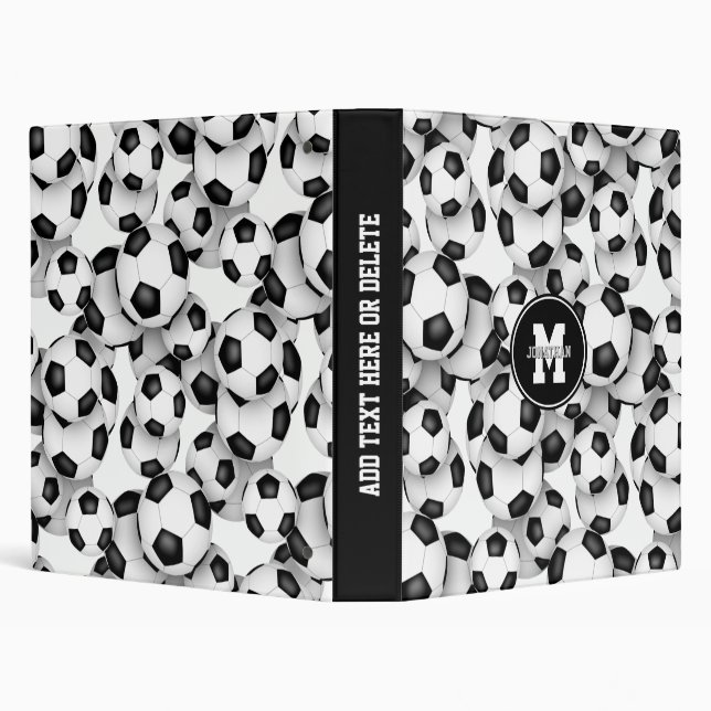 soccer balls pattern personalized kids teens 3 ring binder (Background)