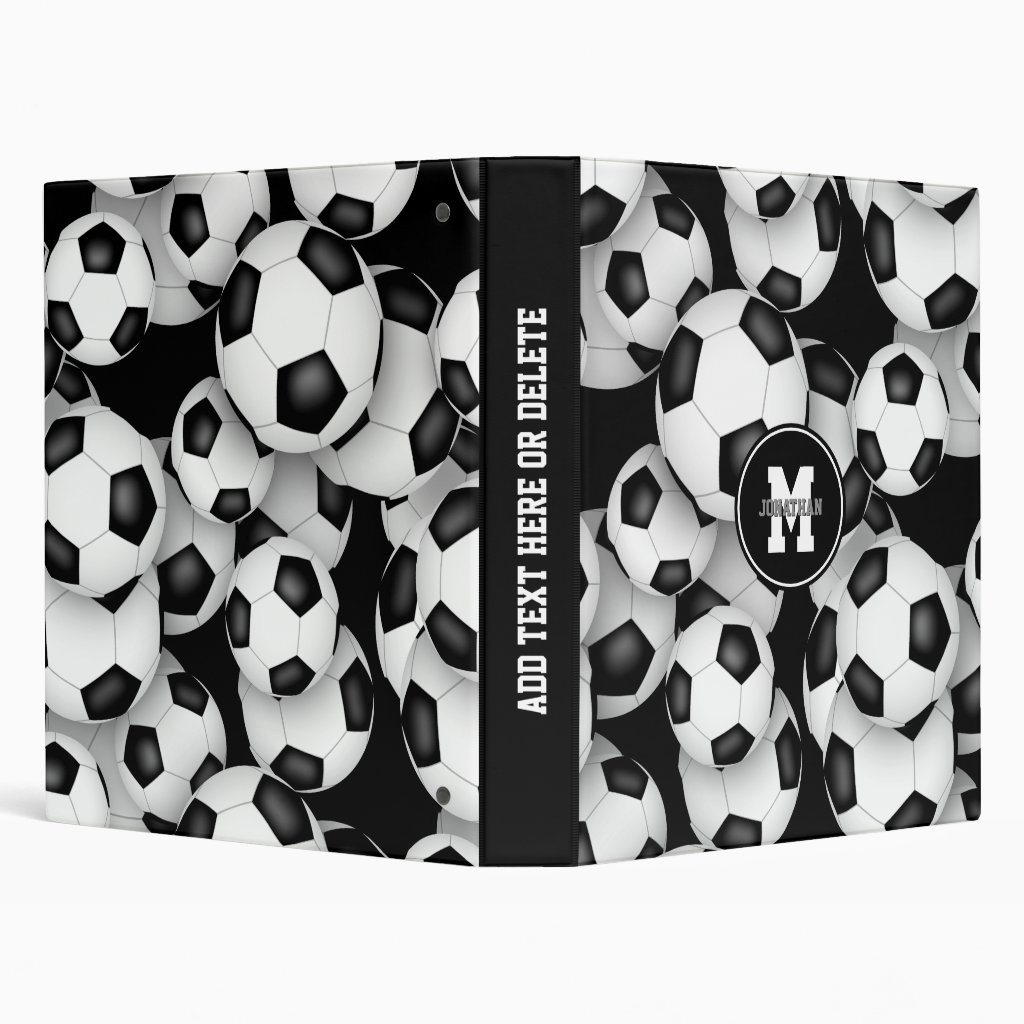 soccer balls pattern personalized kids teens binder