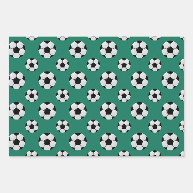 Soccer Balls Pattern Wrapping Paper Sheets (Front)