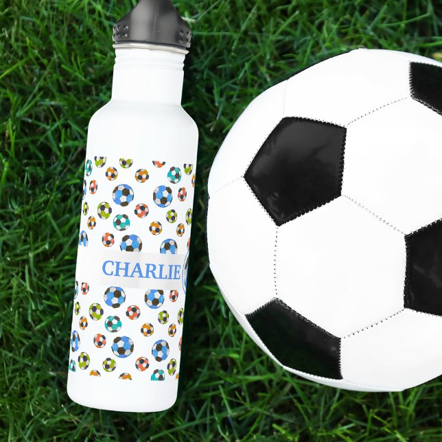 Soccer Balls Personalized Sports Stainless Steel Water Bottle (Creator Uploaded)