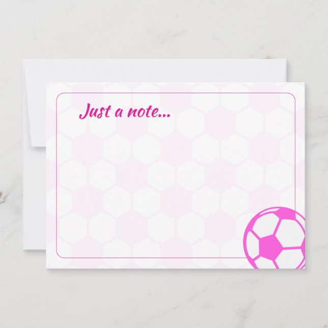 Soccer Balls Pink and White Blank Just a Note Card (Front)