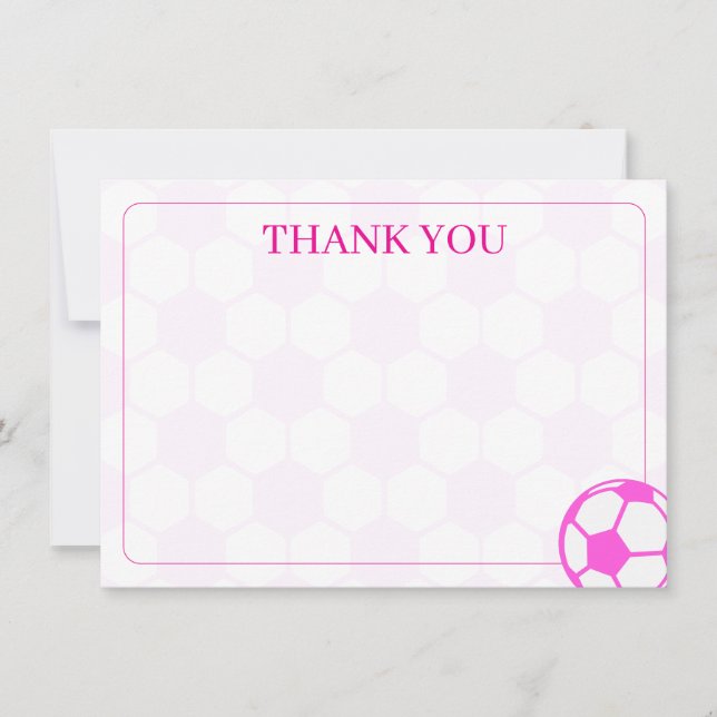 Soccer Balls Pink and White Blank Note Card (Front)