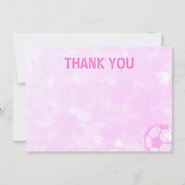 Soccer Balls Pink Watercolor Blank Note Card (Front)
