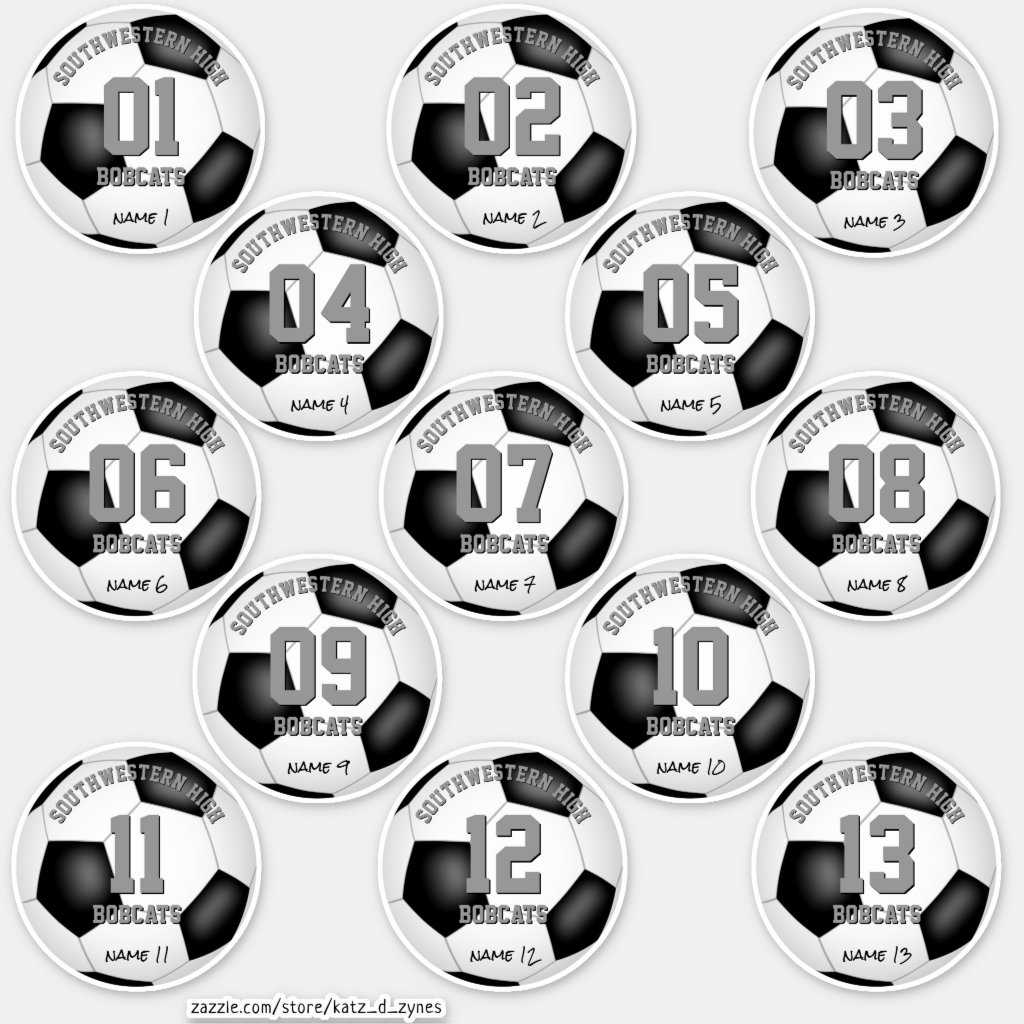 soccer balls set of 13 individually personalized stickers
