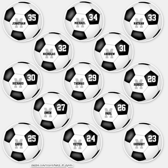 soccer balls set of 13 individually personalized sticker