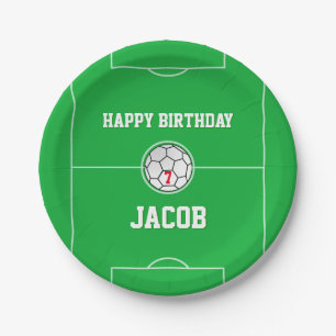 Soccer Balls Soccer Field Personalized Birthday Paper Plates