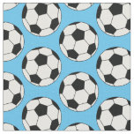 Soccer Balls Sports Light Blue Fabric