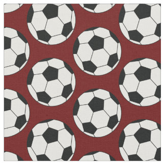 Soccer Balls Sports Maroon Burgundy Fabric