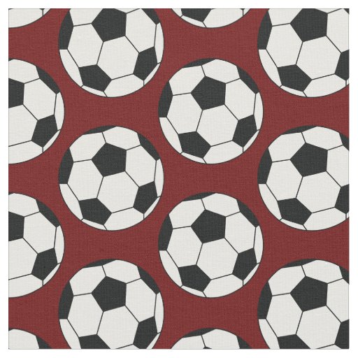 Soccer Balls Sports Maroon Burgundy Fabric