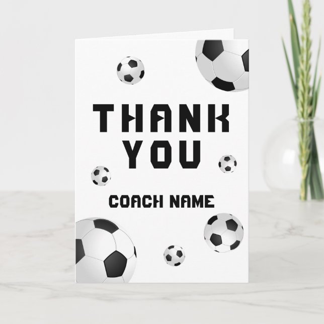 Soccer Balls Thank You Coach Card (Front)